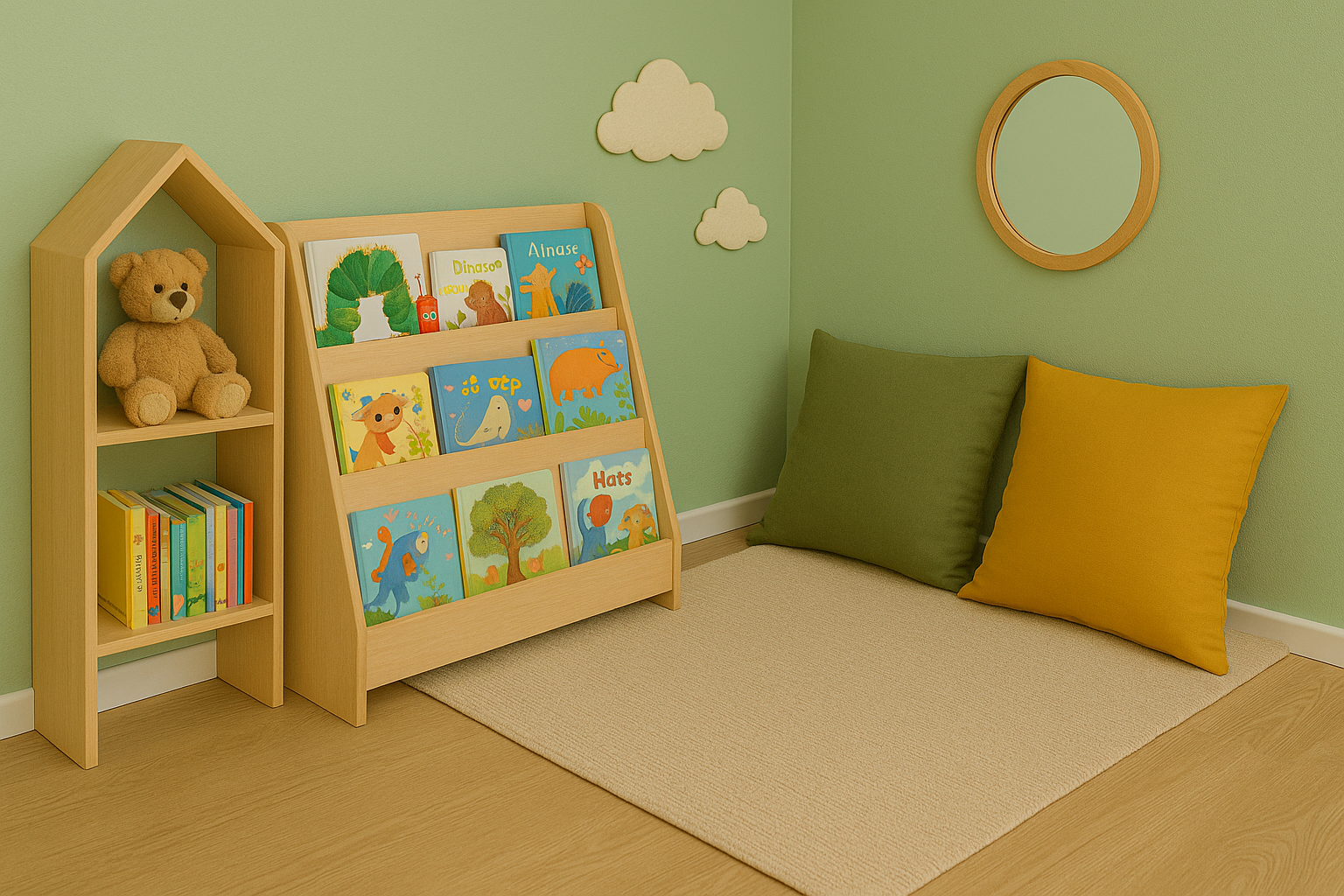 Reading nook with age-appropriate books