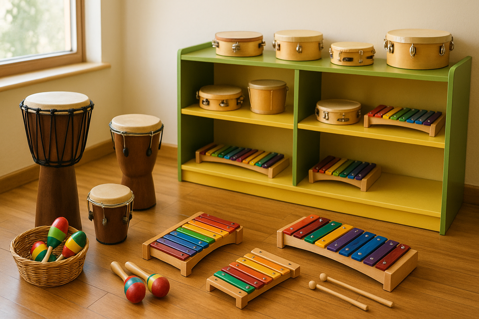 Music and movement area with instruments